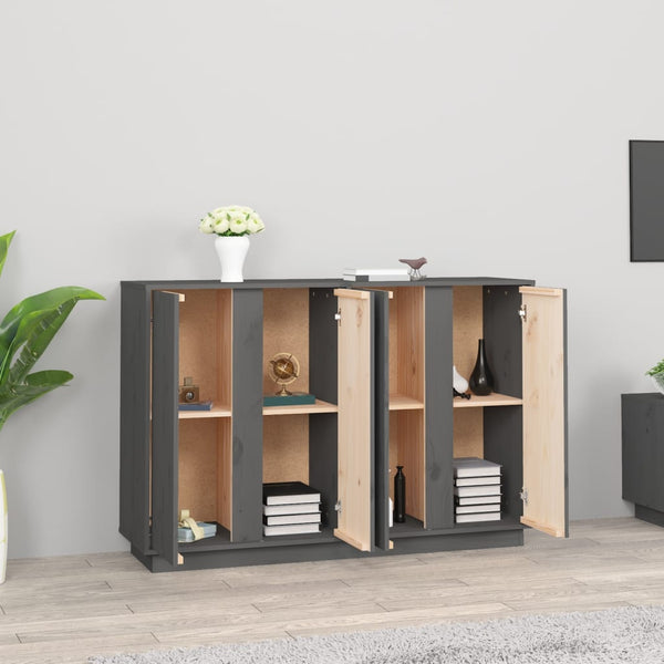 Graues Kiefer Massivholz Sideboard 120cm