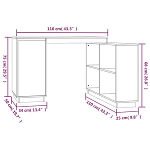 Grauer Kiefer Massivholz Schreibtisch 110x50 cm