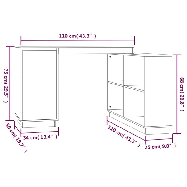 Grauer Kiefer Massivholz Schreibtisch 110x50 cm