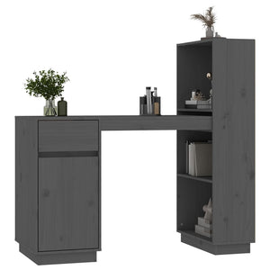Grauer Kiefer Massivholz Schreibtisch 110 cm