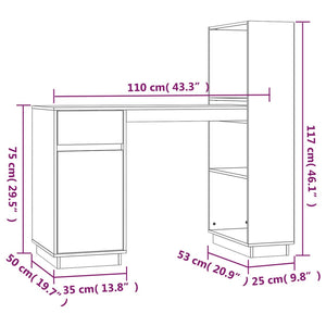 Grauer Kiefer Massivholz Schreibtisch 110 cm
