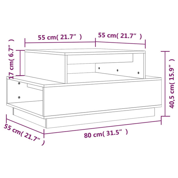 Massivholz Couchtisch Kiefer 80x55 cm