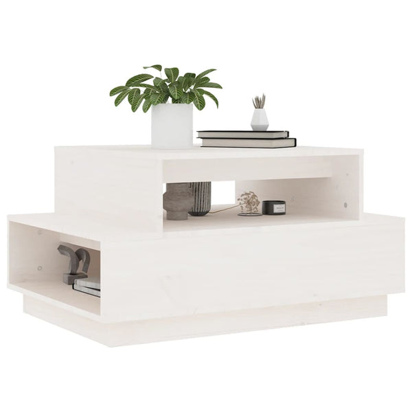 Couchtisch Weiß Kiefer Massivholz 80x55 cm