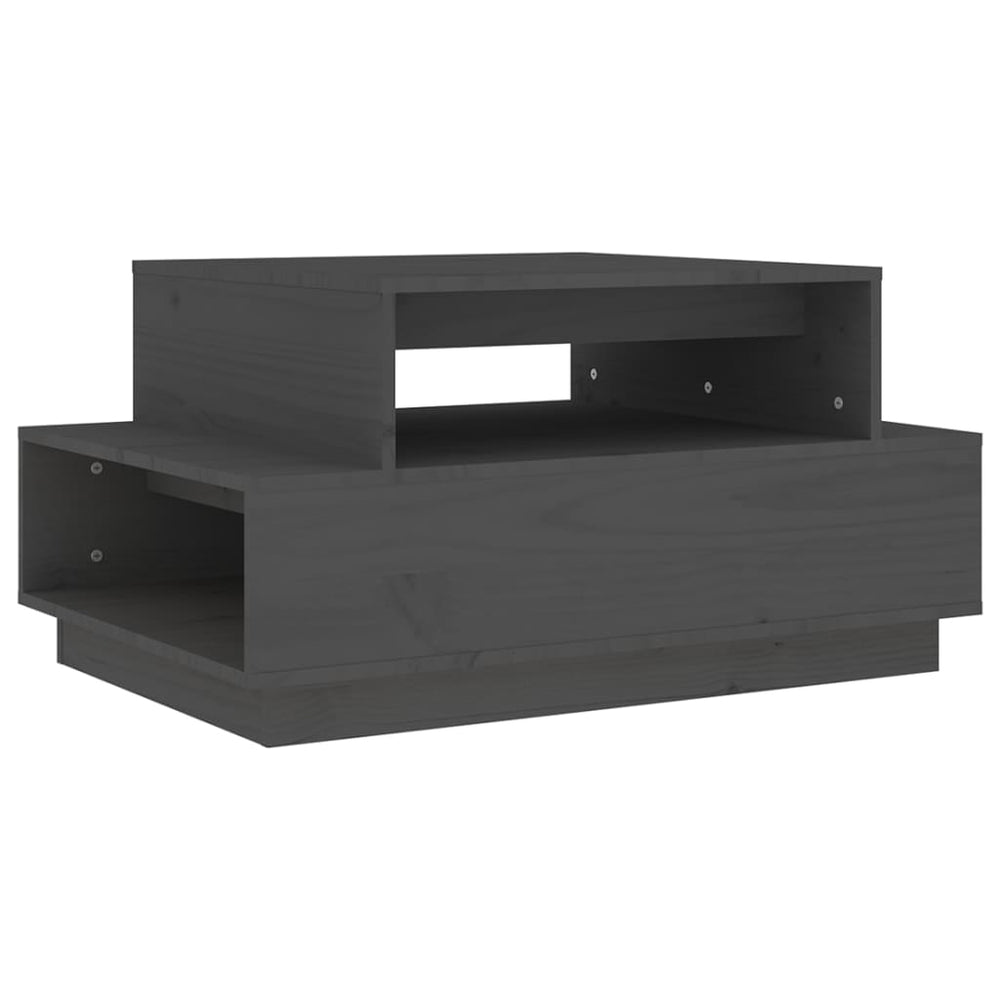 Grauer Couchtisch Kiefer Massivholz 80x55 cm