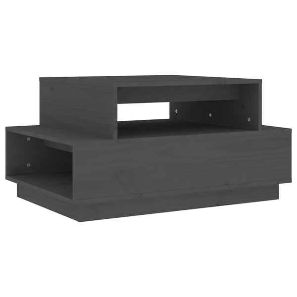 Grauer Couchtisch Kiefer Massivholz 80x55 cm
