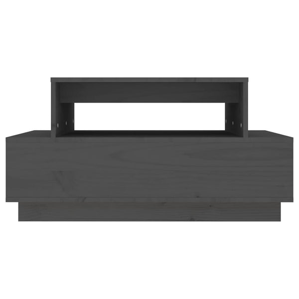 Grauer Couchtisch Kiefer Massivholz 80x55 cm