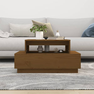 Couchtisch Honigbraun Kiefer Massivholz 80x55 cm