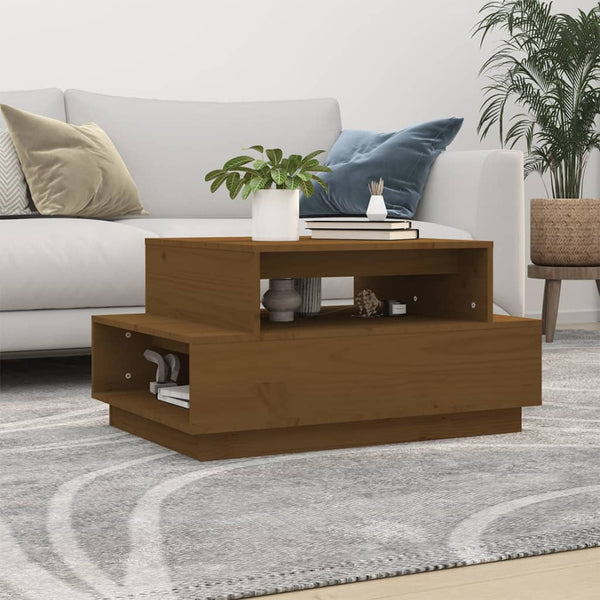 Couchtisch Honigbraun Kiefer Massivholz 80x55 cm