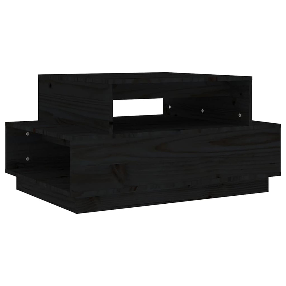 Schwarzer Couchtisch Kiefer Massivholz 80x55 cm