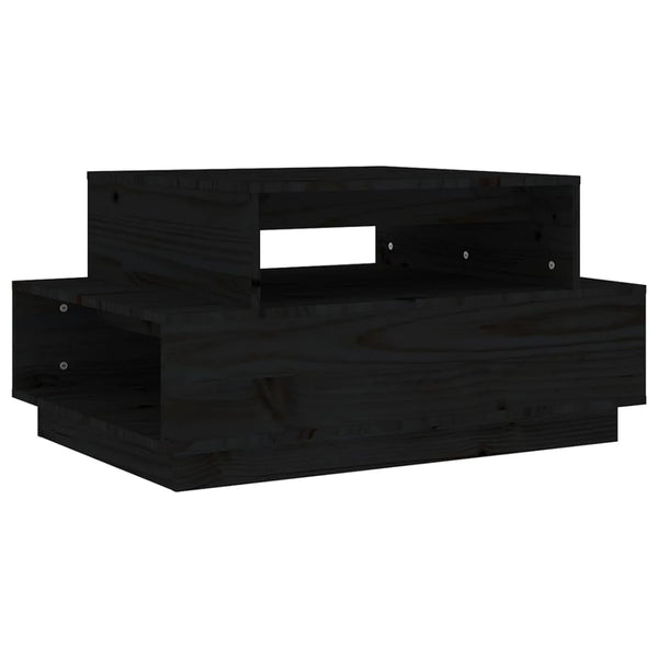 Schwarzer Couchtisch Kiefer Massivholz 80x55 cm