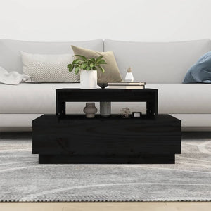 Schwarzer Couchtisch Kiefer Massivholz 80x55 cm