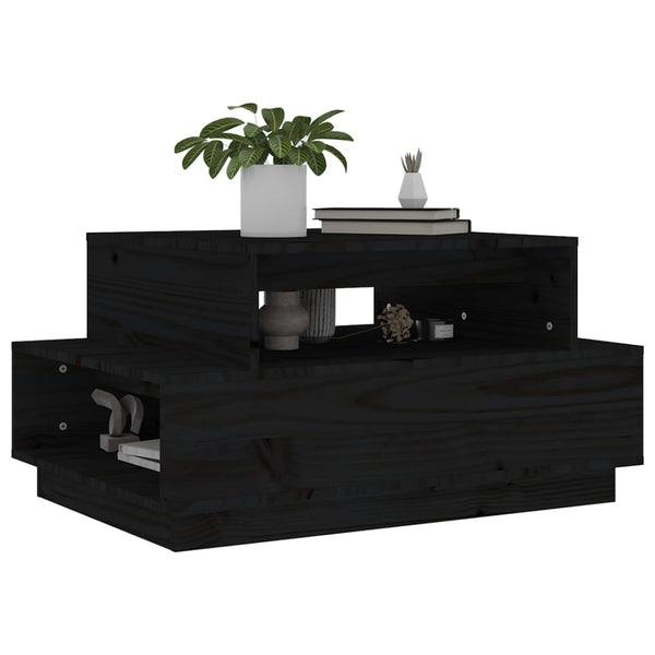 Schwarzer Couchtisch Kiefer Massivholz 80x55 cm