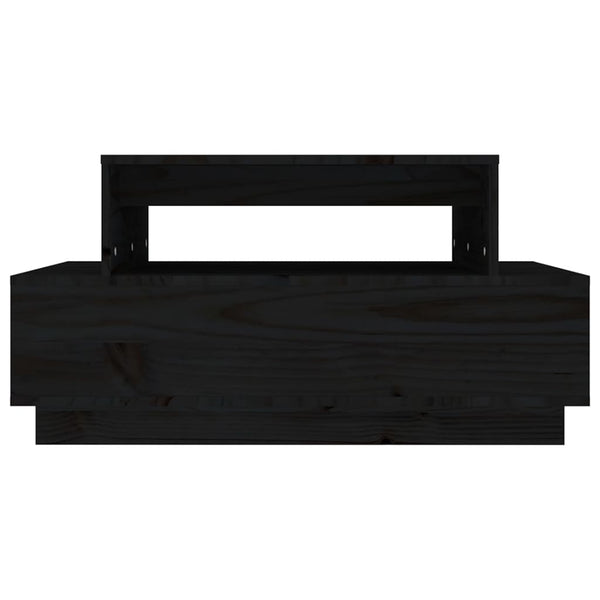 Schwarzer Couchtisch Kiefer Massivholz 80x55 cm