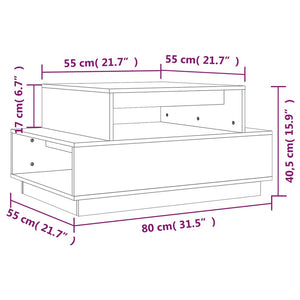 Schwarzer Couchtisch Kiefer Massivholz 80x55 cm