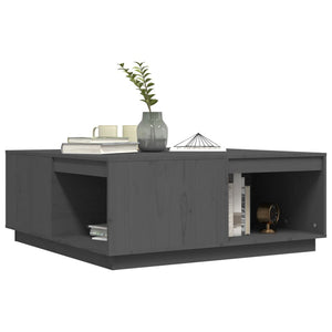 Grauer Couchtisch Kiefer Massivholz 100x101 cm