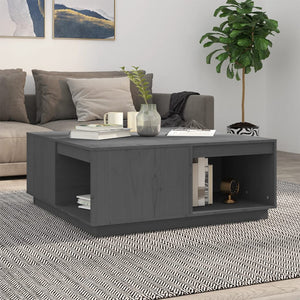 Grauer Couchtisch Kiefer Massivholz 100x101 cm