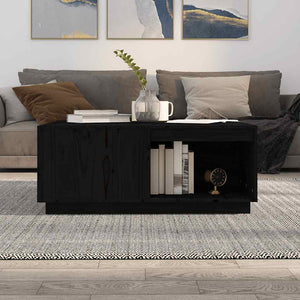 Schwarzer Couchtisch 100x101 cm Kiefer Massivholz