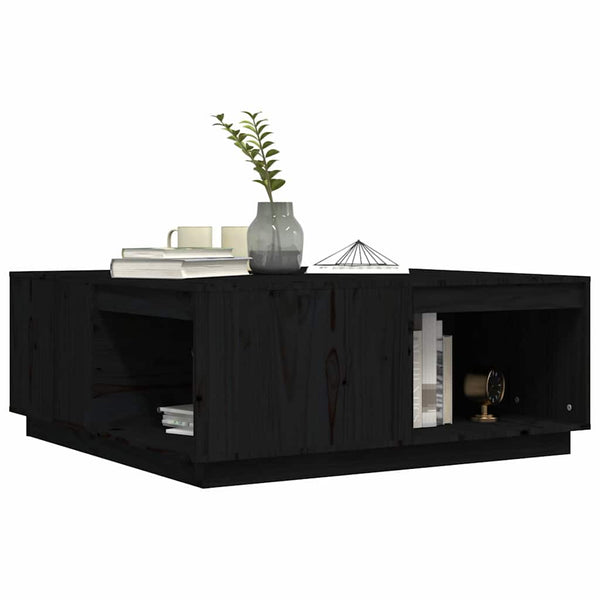 Schwarzer Couchtisch 100x101 cm Kiefer Massivholz