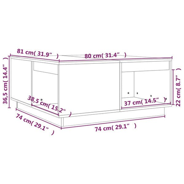 Couchtisch Kiefer Massivholz 80x81 cm