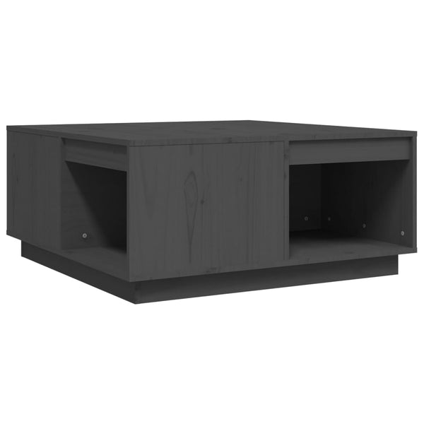 Grauer Couchtisch 80x81 cm aus Kiefer Massivholz