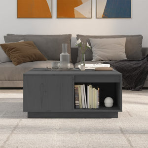 Grauer Couchtisch 80x81 cm aus Kiefer Massivholz