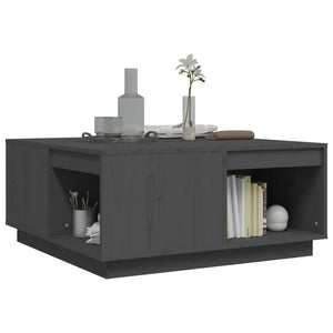 Grauer Couchtisch 80x81 cm aus Kiefer Massivholz