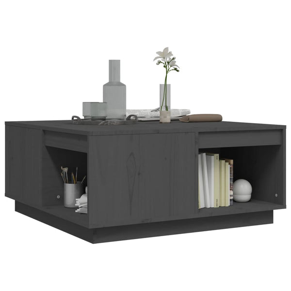 Grauer Couchtisch 80x81 cm aus Kiefer Massivholz