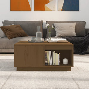 vidaXL Table basse marron miel 80x81x36,5 cm Bois de pin massif