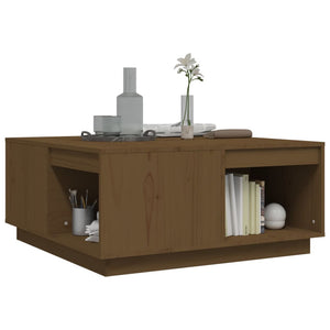 vidaXL Table basse marron miel 80x81x36,5 cm Bois de pin massif