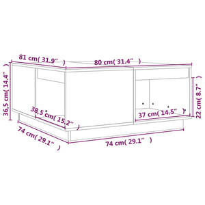 vidaXL Table basse marron miel 80x81x36,5 cm Bois de pin massif