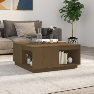 vidaXL Table basse marron miel 80x81x36,5 cm Bois de pin massif
