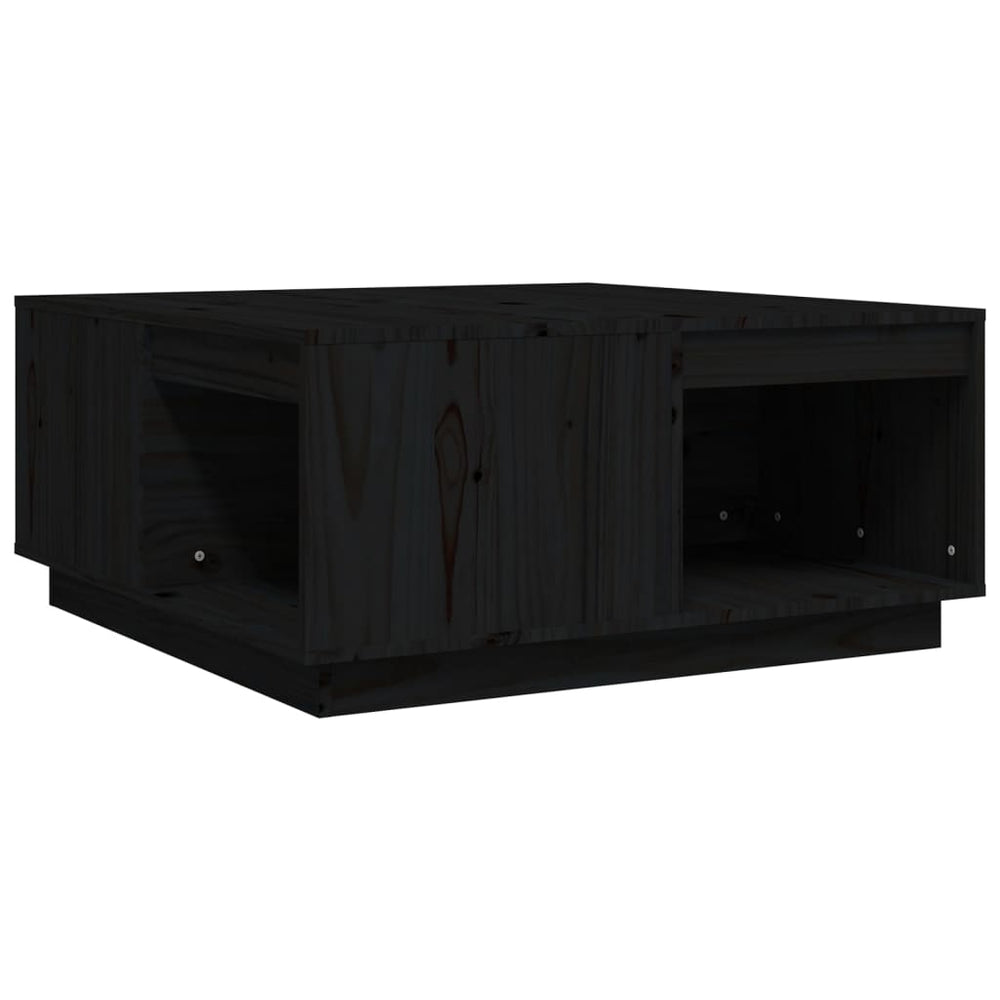 Schwarzer Couchtisch Kiefer Massivholz 80x81 cm
