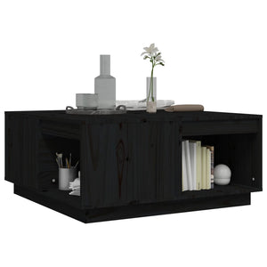 Schwarzer Couchtisch Kiefer Massivholz 80x81 cm