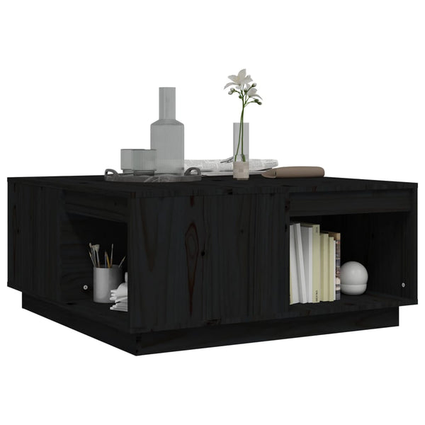 Schwarzer Couchtisch Kiefer Massivholz 80x81 cm