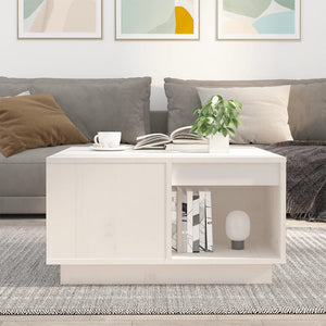 Weißer Couchtisch Kiefer Massivholz 60x61 cm