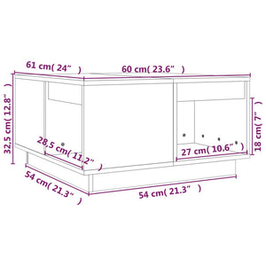 Weißer Couchtisch Kiefer Massivholz 60x61 cm