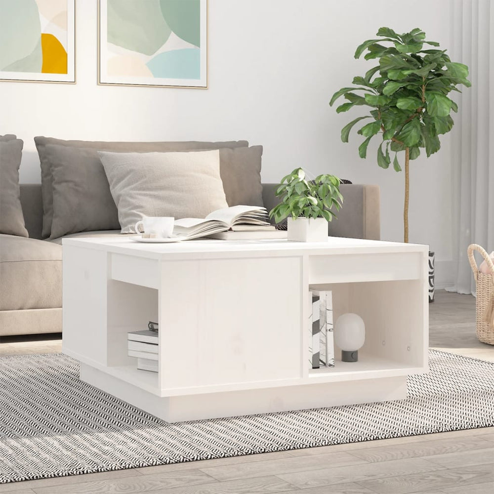 vidaXL Coffee Table White 60x61x32.5 cm Solid Pine Wood