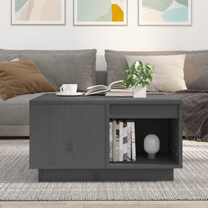 Grauer Couchtisch 60x61 cm Kiefer Massivholz