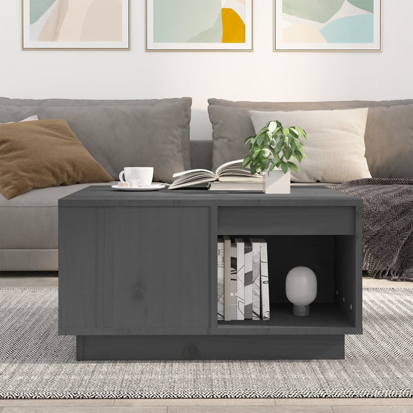 Grauer Couchtisch 60x61 cm Kiefer Massivholz