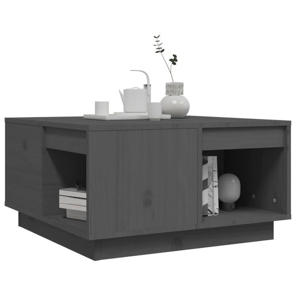 Grauer Couchtisch 60x61 cm Kiefer Massivholz