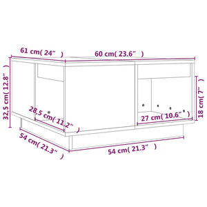 Grauer Couchtisch 60x61 cm Kiefer Massivholz