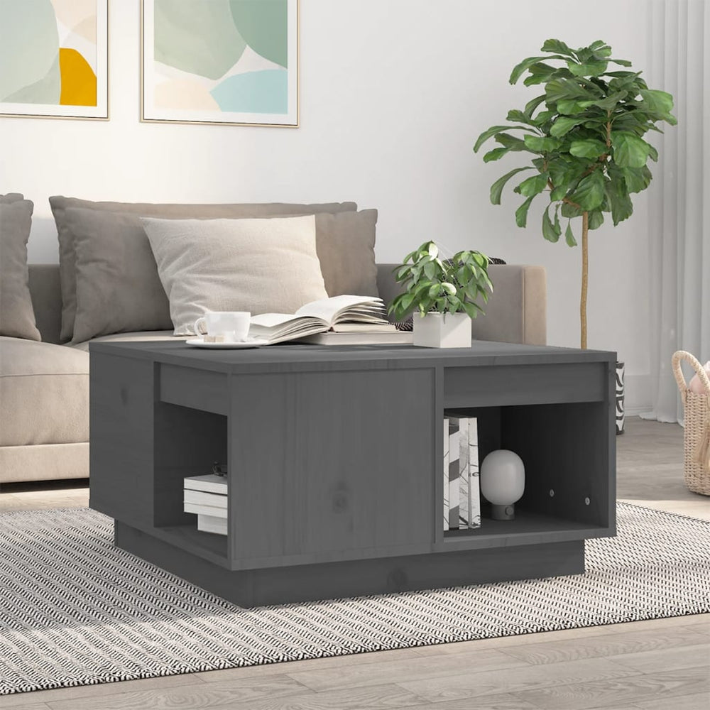 vidaXL Coffee Table Grey 60x61x32.5 cm Solid Pine Wood