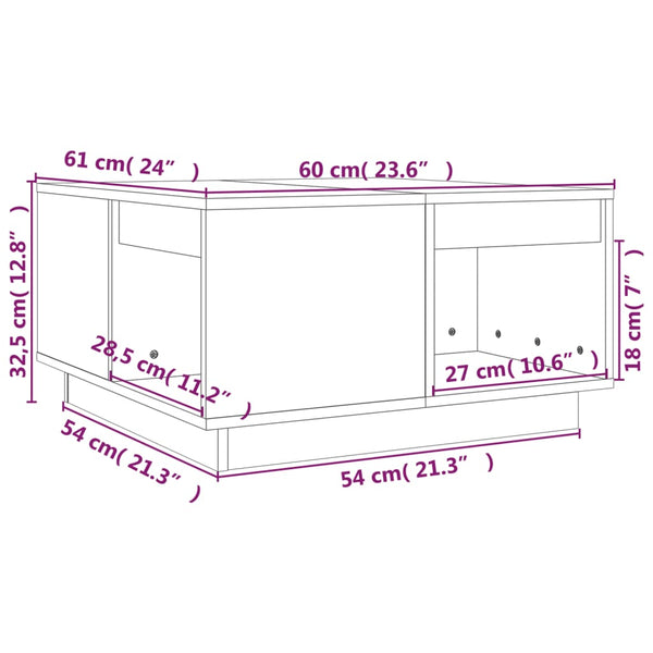 Couchtisch Honigbraun Kiefer Massivholz 60x61 cm