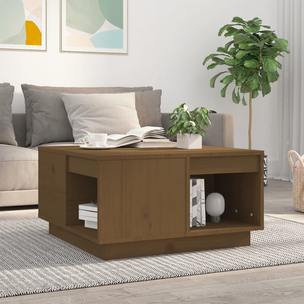 vidaXL Coffee Table Honey Brown 60x61x32.5 cm Solid Pine Wood