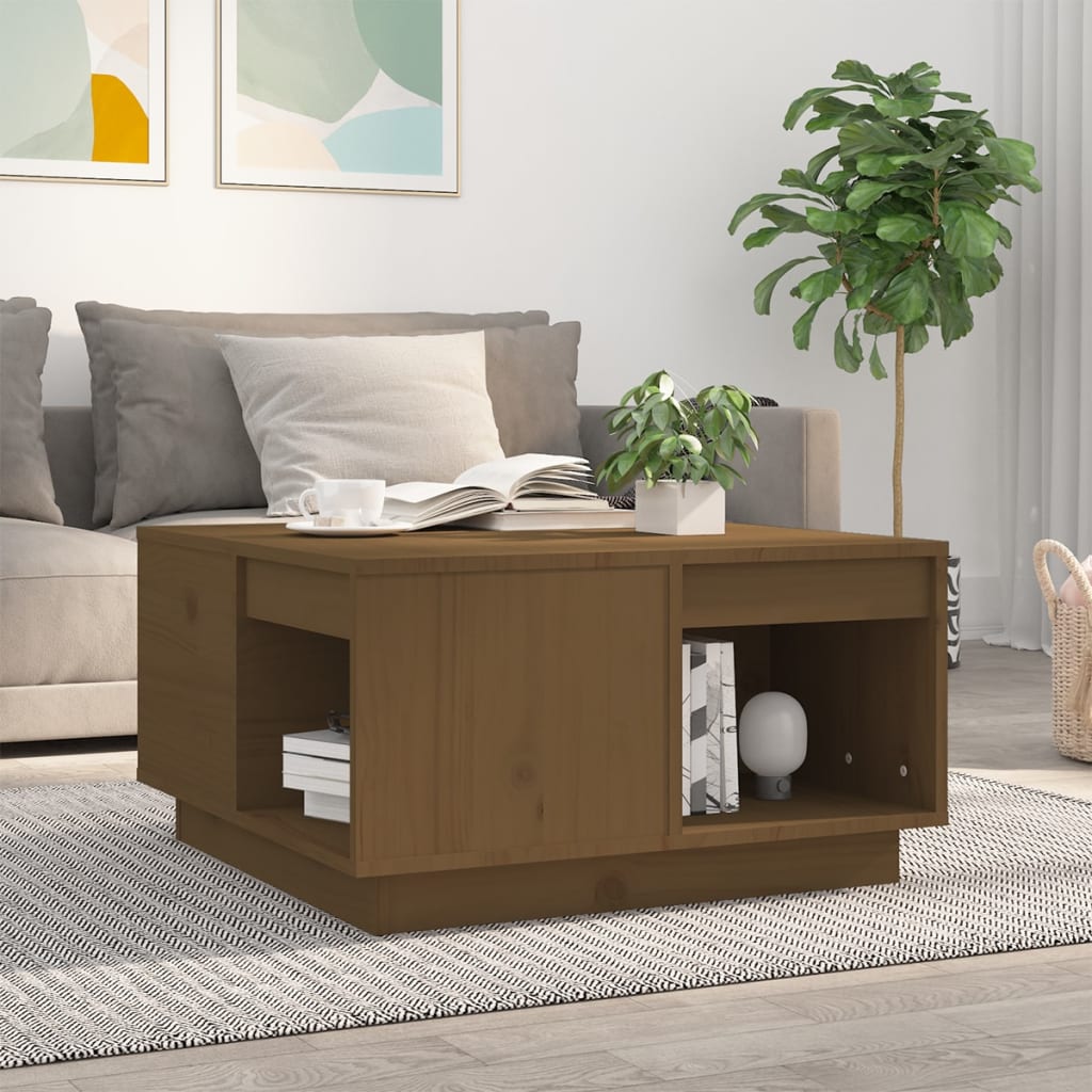 Couchtisch Honigbraun Kiefer Massivholz 60x61 cm