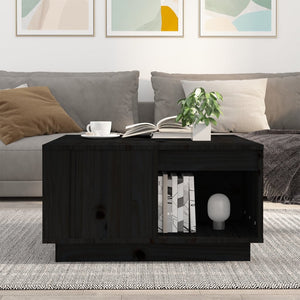 Schwarzer Couchtisch Kiefer Massivholz 60x61 cm