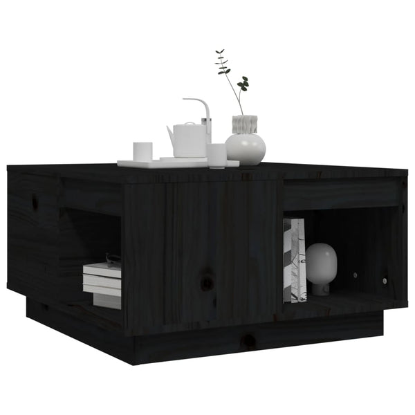 Schwarzer Couchtisch Kiefer Massivholz 60x61 cm