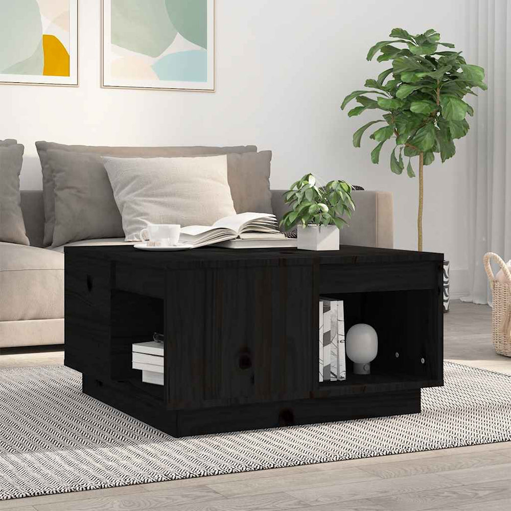 vidaXL Coffee Table Black 60x61x32.5 cm Solid Pine Wood