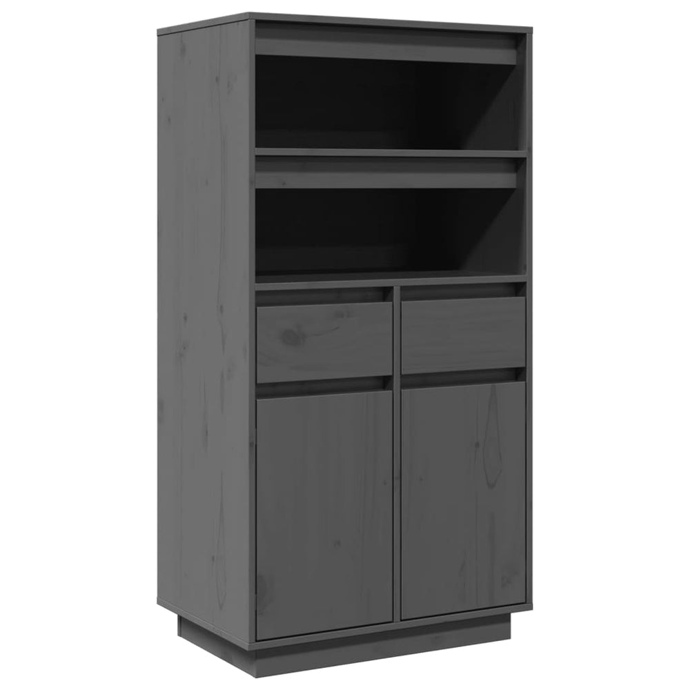 Graues Highboard 60 cm Kiefer Massivholz
