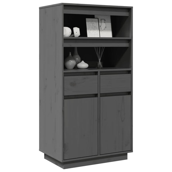 Graues Highboard 60 cm Kiefer Massivholz